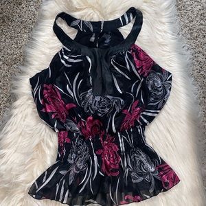 Bisou Bisou Floral Peplum Halter Top